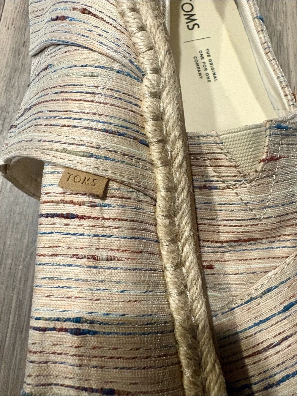 Toms Cream Multistripe Espadrille Slip-On Flats